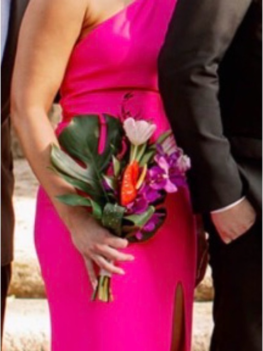 Pink One-Shoulder Evening Dress